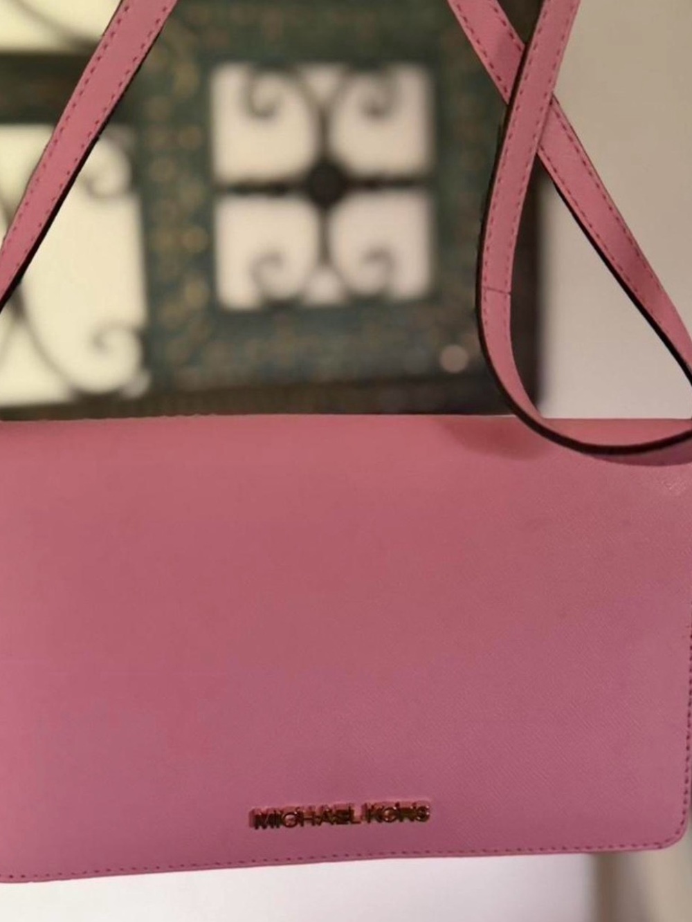 Michael Kors Pink Saffiano Crossbody Bag with Gold Logo